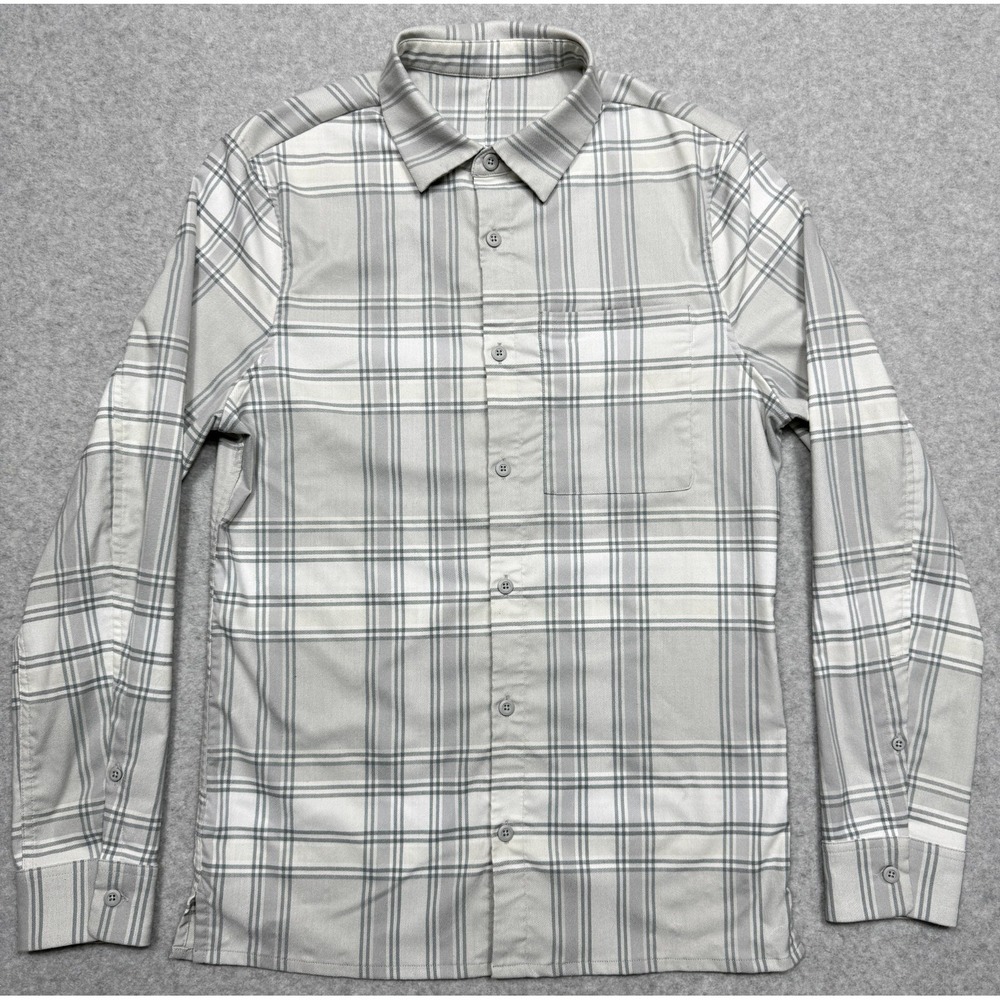 Lululemon Shirt Men Extra Small Gray Plaid Masons Peak Flannel Long Sleeve XS